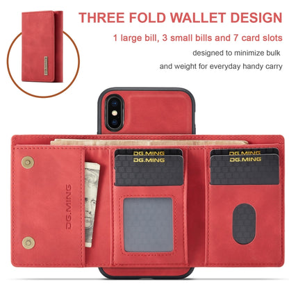 DG.MING M1 Series 3-Fold Multi Card Wallet  Back Cover Shockproof Case with Holder Function For iPhone XS Max(Red) -  by DG.MING | Online Shopping UK | buy2fix