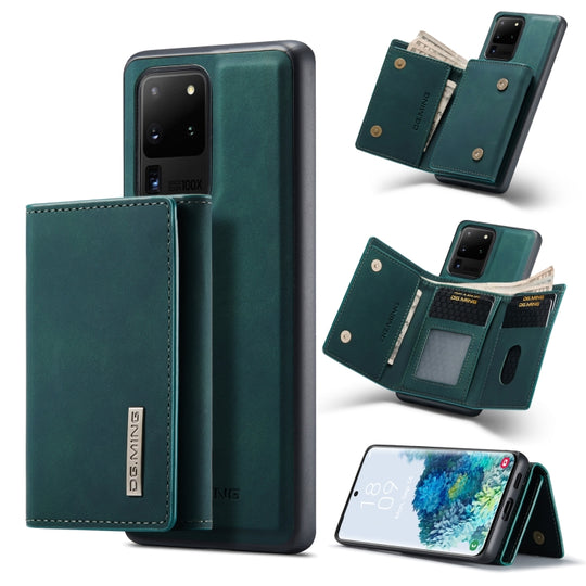 For Samsung Galaxy S20 Ultra DG.MING M1 Series 3-Fold Multi Card Wallet  Back Cover Shockproof Case with Holder Function(Green)