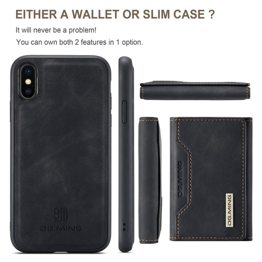DG.MING M2 Series 3-Fold Multi Card Bag Back Cover Shockproof Case with Wallet & Holder Function For iPhone X(Black) -  by DG.MING | Online Shopping UK | buy2fix