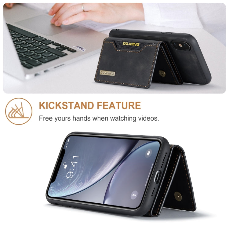 DG.MING M2 Series 3-Fold Multi Card Bag Back Cover Shockproof Case with Wallet & Holder Function For iPhone X(Black) -  by DG.MING | Online Shopping UK | buy2fix