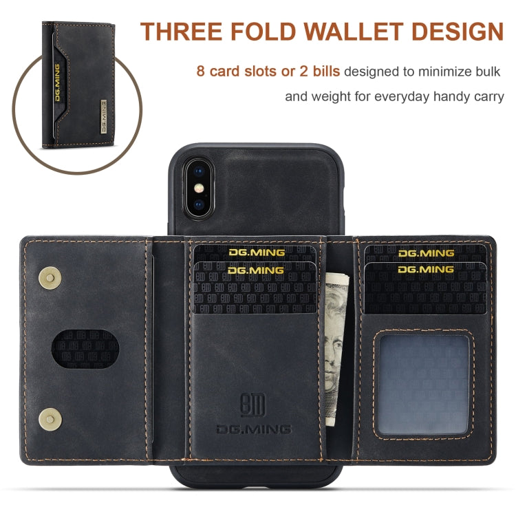 DG.MING M2 Series 3-Fold Multi Card Bag Back Cover Shockproof Case with Wallet & Holder Function For iPhone X(Black) -  by DG.MING | Online Shopping UK | buy2fix