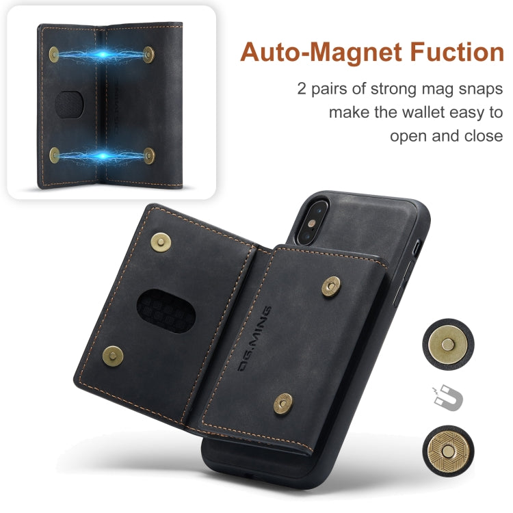 DG.MING M2 Series 3-Fold Multi Card Bag Back Cover Shockproof Case with Wallet & Holder Function For iPhone X(Black) -  by DG.MING | Online Shopping UK | buy2fix
