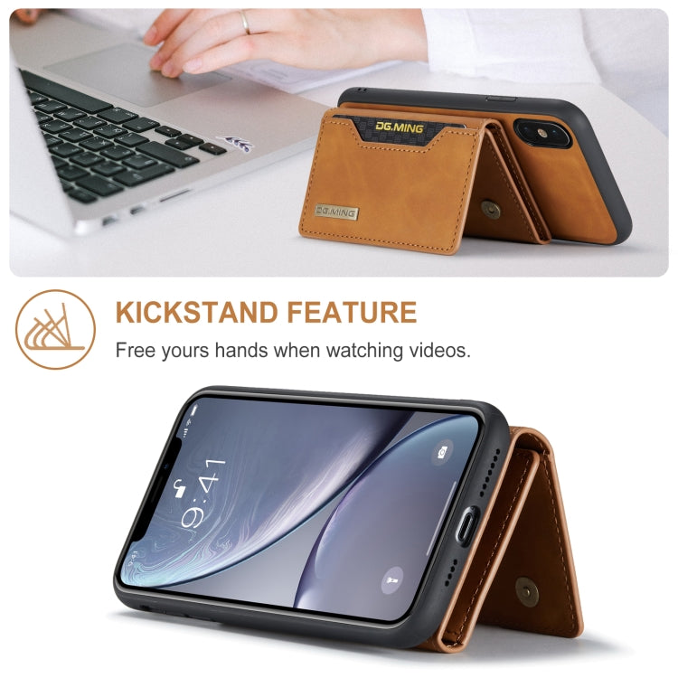 DG.MING M2 Series 3-Fold Multi Card Bag Back Cover Shockproof Case with Wallet & Holder Function For iPhone X(Brown) -  by DG.MING | Online Shopping UK | buy2fix