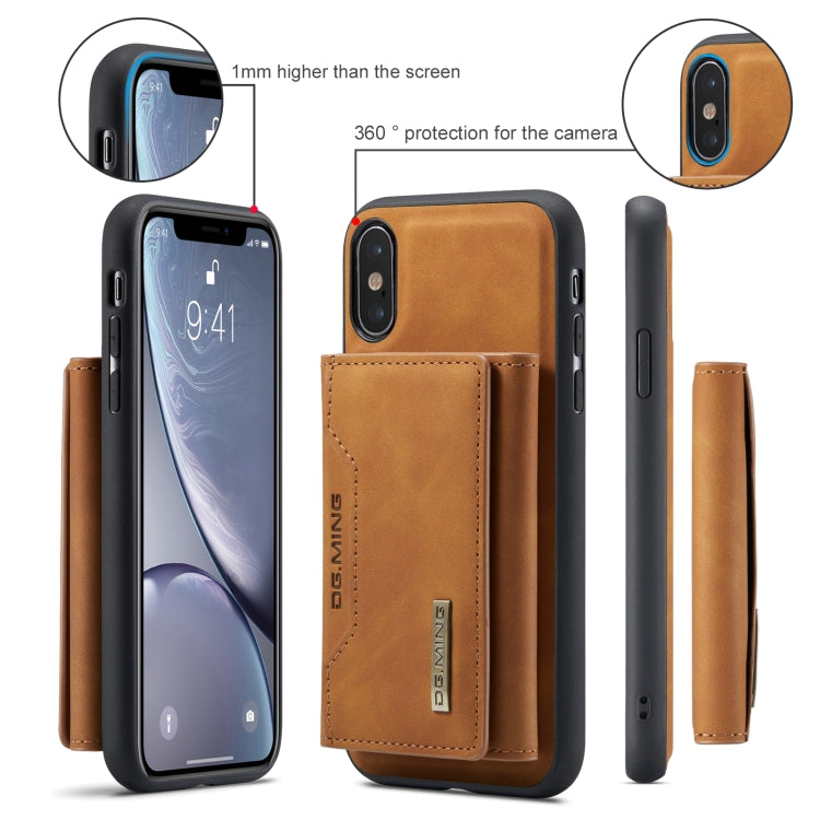 DG.MING M2 Series 3-Fold Multi Card Bag Back Cover Shockproof Case with Wallet & Holder Function For iPhone X(Brown) -  by DG.MING | Online Shopping UK | buy2fix