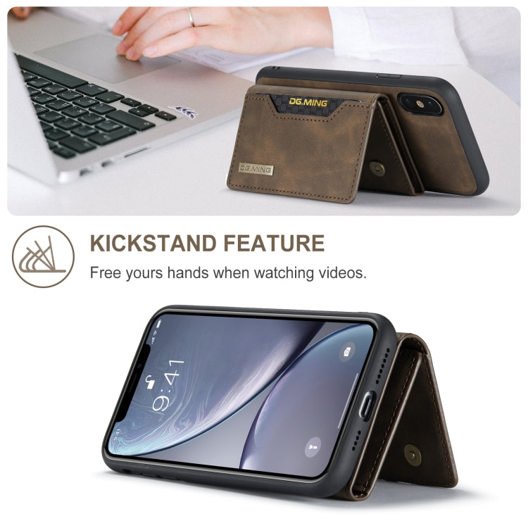 DG.MING M2 Series 3-Fold Multi Card Bag Back Cover Shockproof Case with Wallet & Holder Function For iPhone X(Coffee) -  by DG.MING | Online Shopping UK | buy2fix