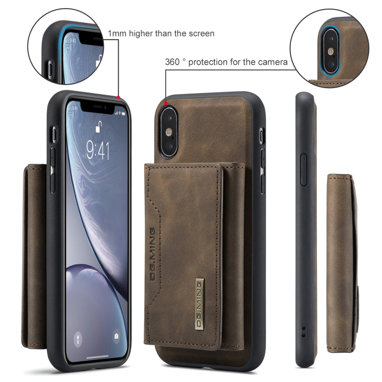 DG.MING M2 Series 3-Fold Multi Card Bag Back Cover Shockproof Case with Wallet & Holder Function For iPhone X(Coffee) -  by DG.MING | Online Shopping UK | buy2fix