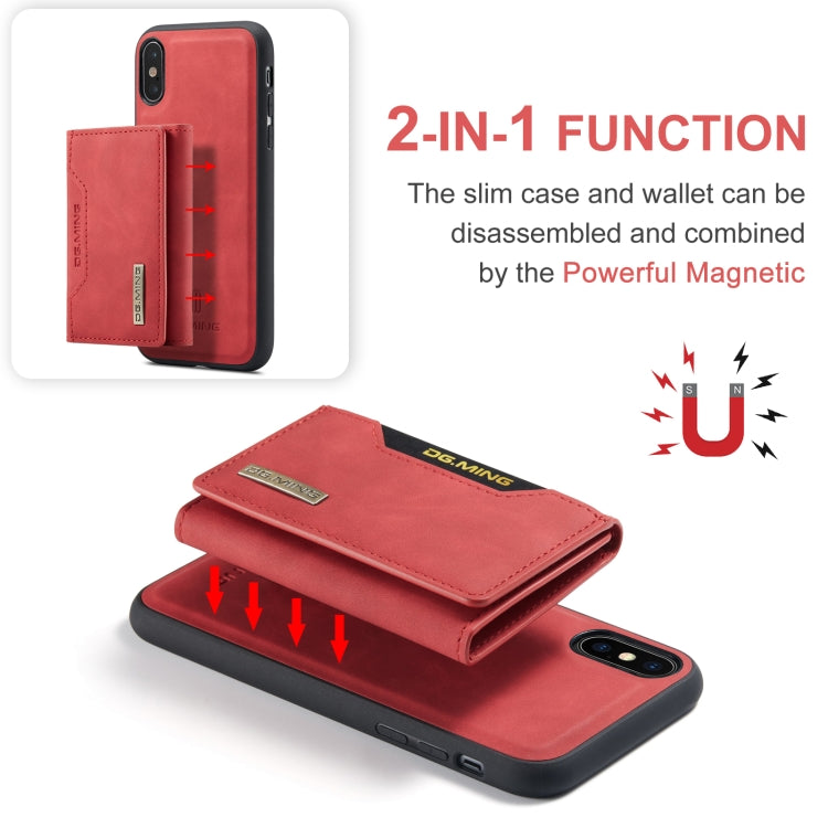 DG.MING M2 Series 3-Fold Multi Card Bag Back Cover Shockproof Case with Wallet & Holder Function For iPhone X(Red) -  by DG.MING | Online Shopping UK | buy2fix