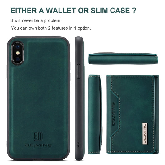 DG.MING M2 Series 3-Fold Multi Card Bag Back Cover Shockproof Case with Wallet & Holder Function For iPhone X(Green) -  by DG.MING | Online Shopping UK | buy2fix