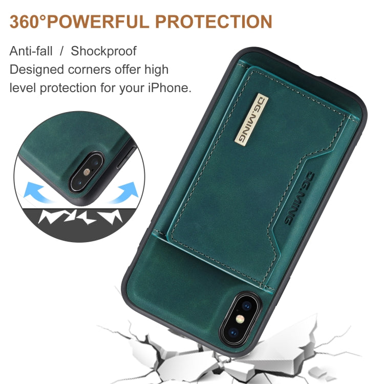 DG.MING M2 Series 3-Fold Multi Card Bag Back Cover Shockproof Case with Wallet & Holder Function For iPhone X(Green) -  by DG.MING | Online Shopping UK | buy2fix