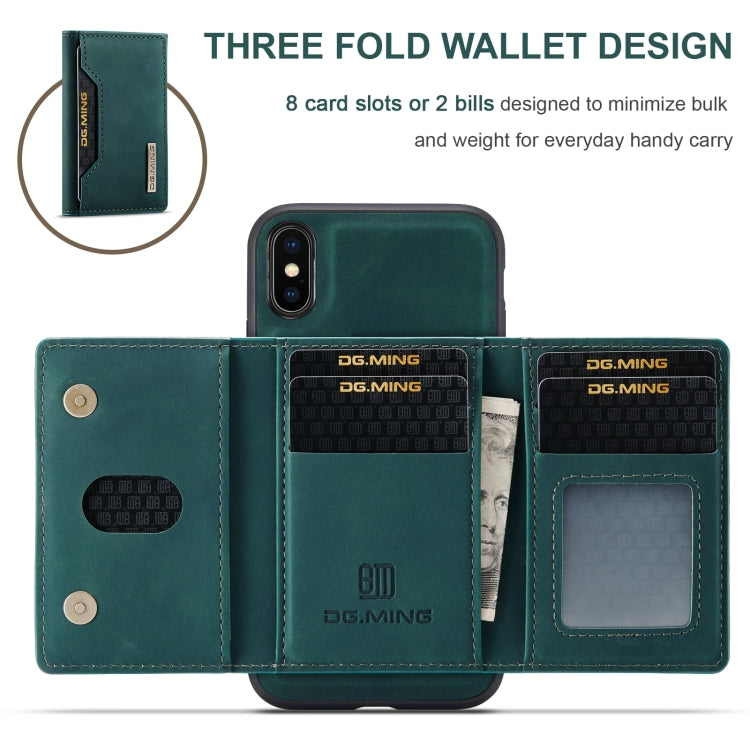 DG.MING M2 Series 3-Fold Multi Card Bag Back Cover Shockproof Case with Wallet & Holder Function For iPhone X(Green) -  by DG.MING | Online Shopping UK | buy2fix