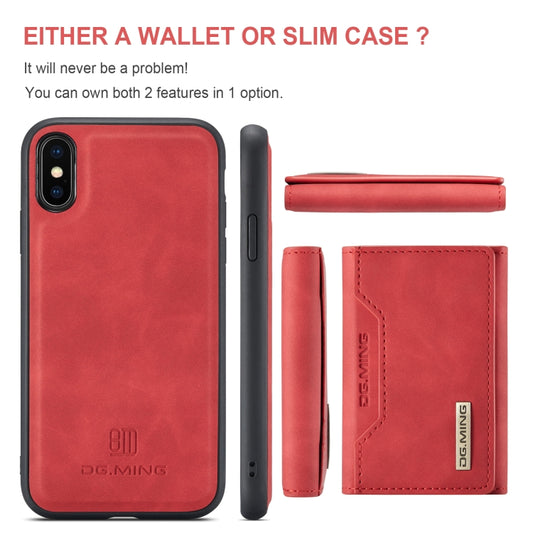 DG.MING M2 Series 3-Fold Multi Card Bag Back Cover Shockproof Case with Wallet & Holder Function For iPhone XS Max(Red) -  by DG.MING | Online Shopping UK | buy2fix