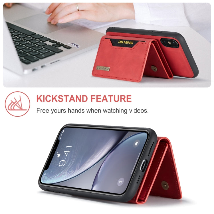 DG.MING M2 Series 3-Fold Multi Card Bag Back Cover Shockproof Case with Wallet & Holder Function For iPhone XS Max(Red) -  by DG.MING | Online Shopping UK | buy2fix