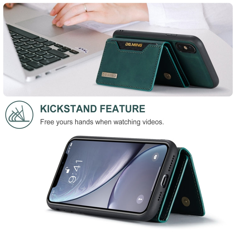 DG.MING M2 Series 3-Fold Multi Card Bag Back Cover Shockproof Case with Wallet & Holder Function For iPhone XS Max(Green) -  by DG.MING | Online Shopping UK | buy2fix