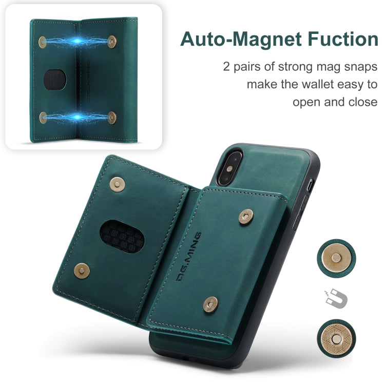 DG.MING M2 Series 3-Fold Multi Card Bag Back Cover Shockproof Case with Wallet & Holder Function For iPhone XS Max(Green) -  by DG.MING | Online Shopping UK | buy2fix