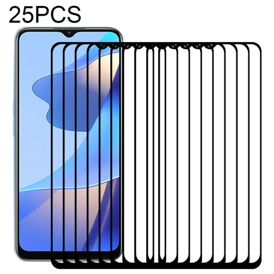 For OPPO A16 / A16S 25 PCS Full Glue Full Cover Screen Protector Tempered Glass Film