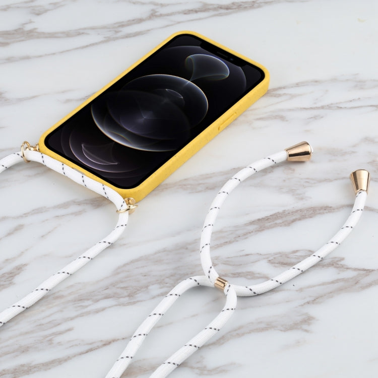 For iPhone 13 mini Wheat Straw Material + TPU Shockproof Case with Neck Lanyard (Yellow) by buy2fix