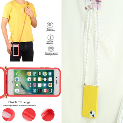 For iPhone 13 mini Wheat Straw Material + TPU Shockproof Case with Neck Lanyard (Yellow) by buy2fix