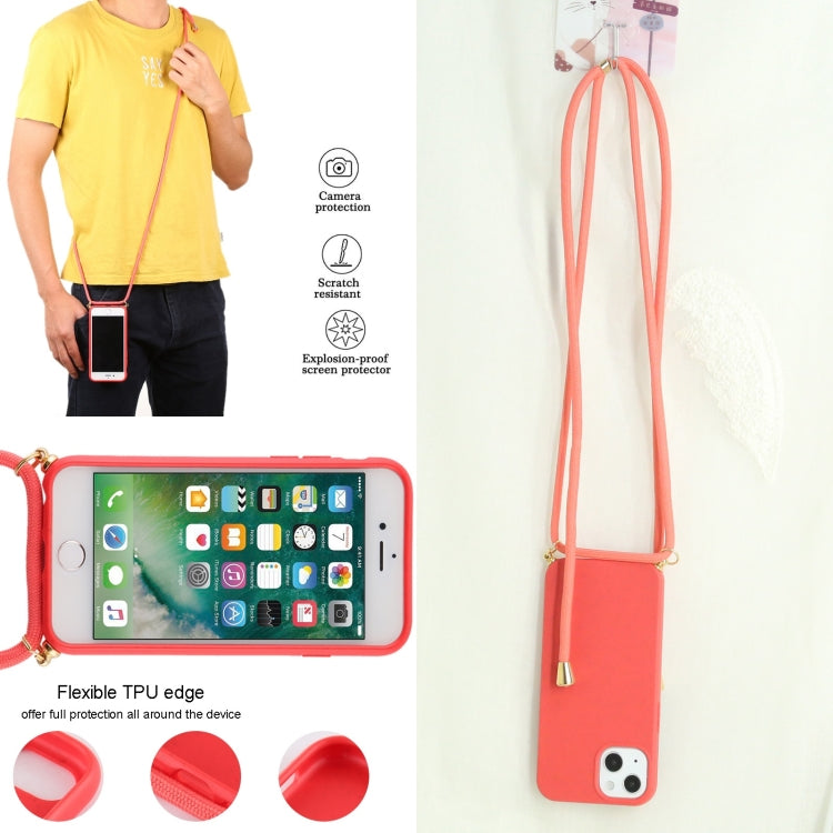 For iPhone 13 mini Wheat Straw Material + TPU Shockproof Case with Neck Lanyard (Red) by buy2fix