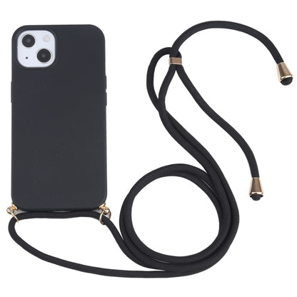 For iPhone 13 mini Wheat Straw Material + TPU Shockproof Case with Neck Lanyard (Black) by buy2fix