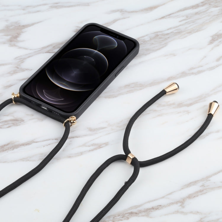 For iPhone 13 mini Wheat Straw Material + TPU Shockproof Case with Neck Lanyard (Black) by buy2fix