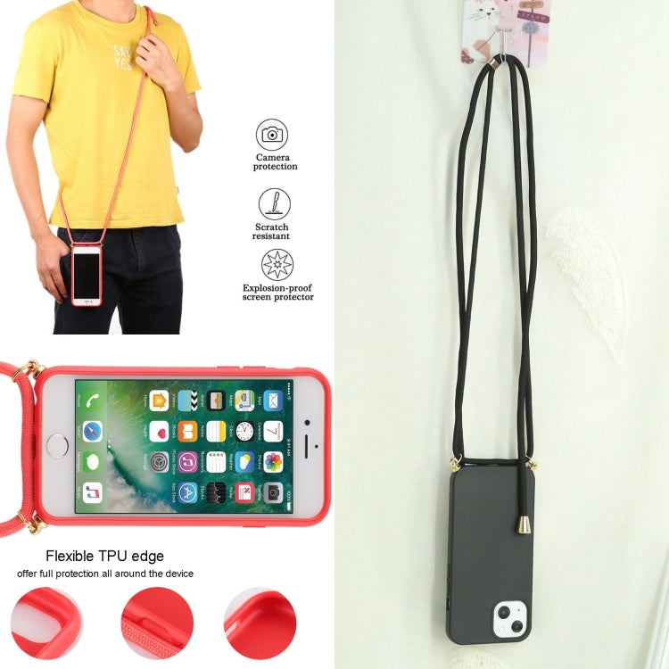For iPhone 13 mini Wheat Straw Material + TPU Shockproof Case with Neck Lanyard (Black) by buy2fix