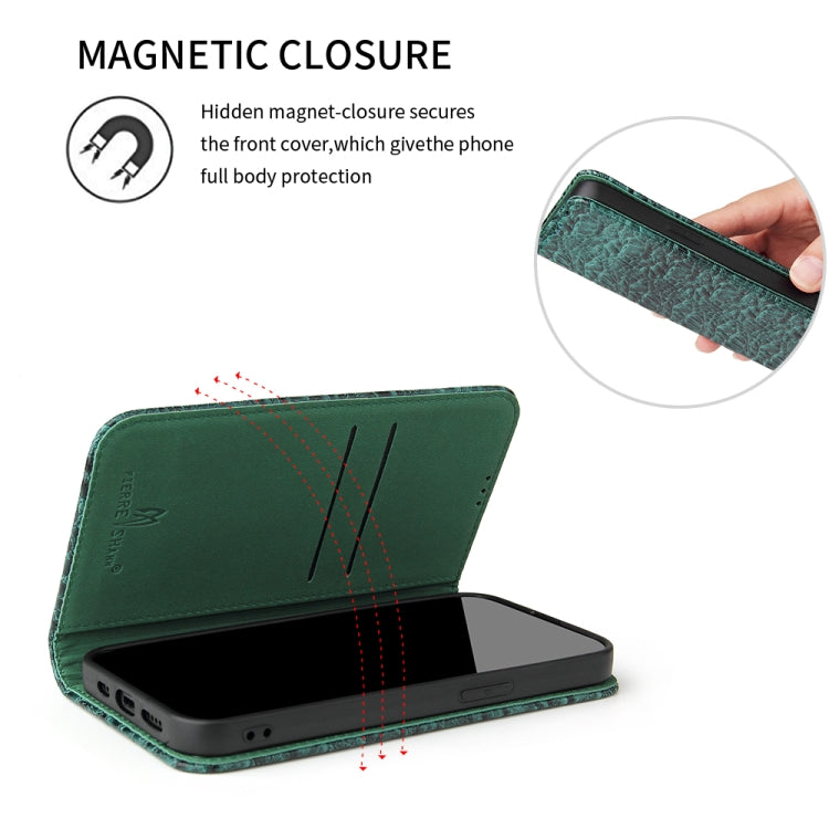 For iPhone 13 mini Fierre Shann Crocodile Texture Magnetic Horizontal Flip Genuine Leather Case with Holder & Card Slot (Green) - iPhone 13 mini Cases by FIERRE SHANN | Online Shopping UK | buy2fix