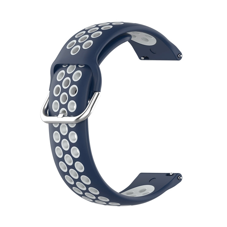 For Samsung Galaxy Watch4 Classic 46mm Two-color Silicone Watch Band(Midnight Blue White) - Watch Bands by buy2fix | Online Shopping UK | buy2fix