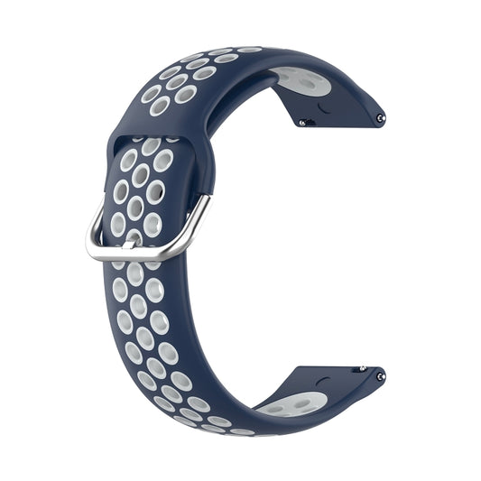 For Samsung Galaxy Watch4 Classic 46mm Two-color Silicone Watch Band(Midnight Blue White) - Watch Bands by buy2fix | Online Shopping UK | buy2fix