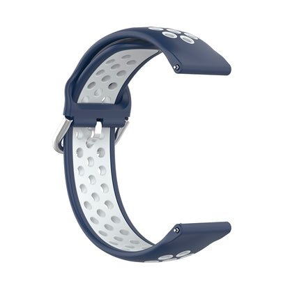 For Samsung Galaxy Watch4 Classic 46mm Two-color Silicone Watch Band(Midnight Blue White) - Watch Bands by buy2fix | Online Shopping UK | buy2fix