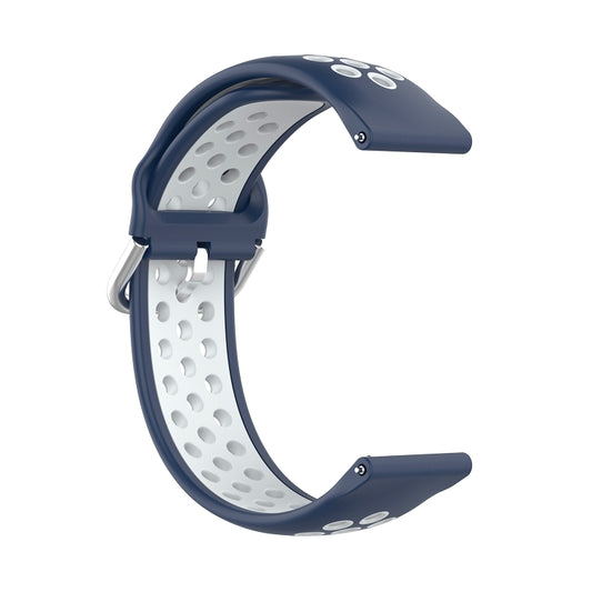 For Samsung Galaxy Watch4 Classic 46mm Two-color Silicone Watch Band(Midnight Blue White) - Watch Bands by buy2fix | Online Shopping UK | buy2fix