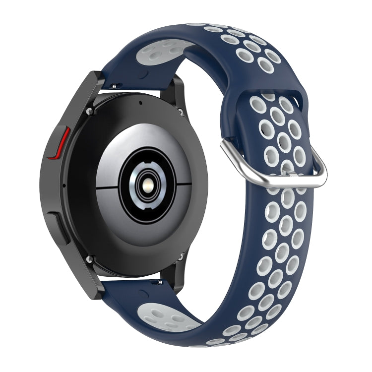 For Samsung Galaxy Watch4 Classic 46mm Two-color Silicone Watch Band(Midnight Blue White) - Watch Bands by buy2fix | Online Shopping UK | buy2fix