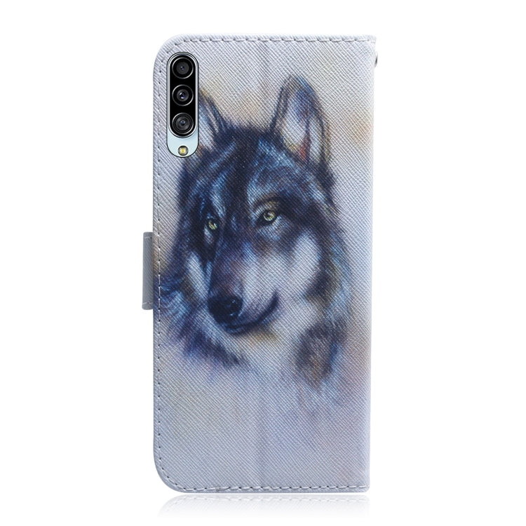 For Galaxy A90 5G Coloured Drawing Pattern Horizontal Flip PU Leather Case with Holder & Card Slots & Wallet(White Wolf) by buy2fix