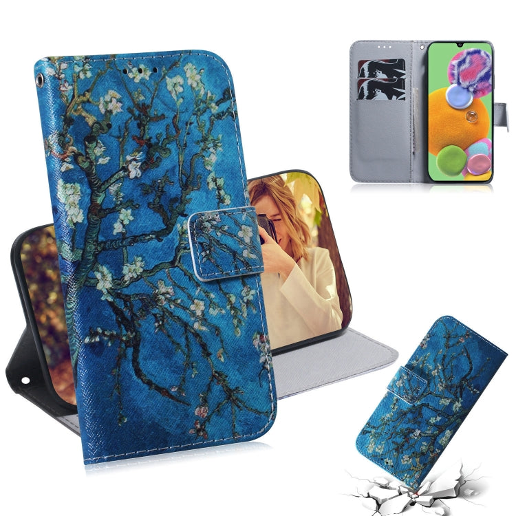 For Galaxy A90 5G Coloured Drawing Pattern Horizontal Flip PU Leather Case with Holder & Card Slots & Wallet(Apricot Flower) by buy2fix
