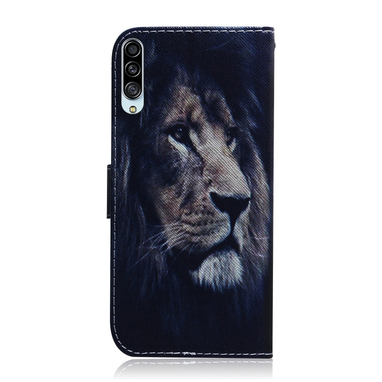 For Galaxy A90 5G Coloured Drawing Pattern Horizontal Flip PU Leather Case with Holder & Card Slots & Wallet(Lion) by buy2fix