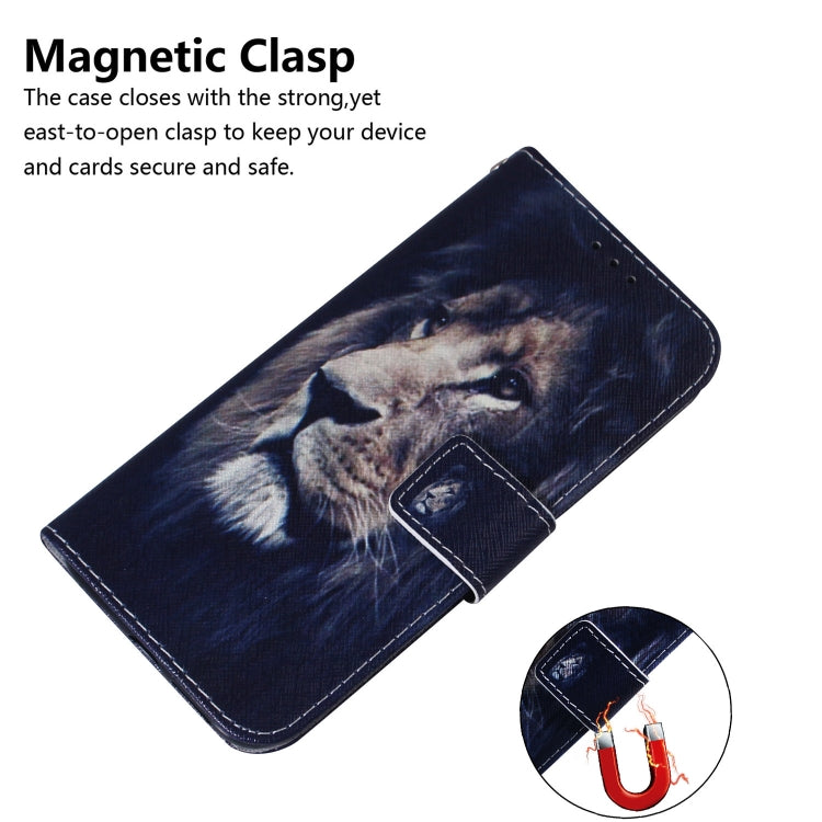 For Galaxy A90 5G Coloured Drawing Pattern Horizontal Flip PU Leather Case with Holder & Card Slots & Wallet(Lion) by buy2fix