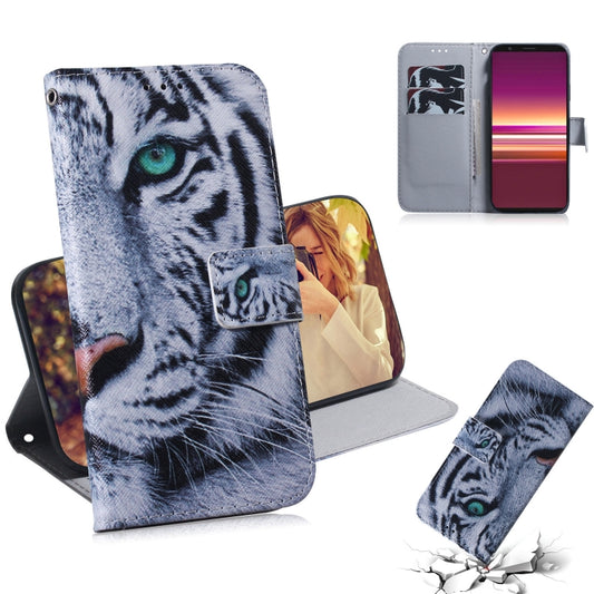 For Sony Xperia 5 Coloured Drawing Pattern Horizontal Flip PU Leather Case with Holder & Card Slots & Wallet(Tiger) by buy2fix