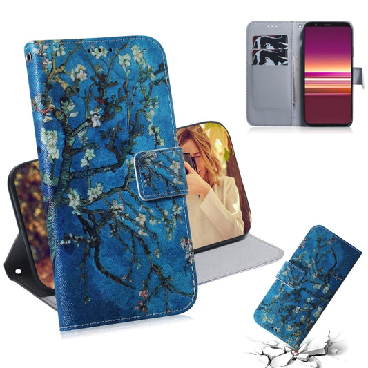 For Sony Xperia 5 Coloured Drawing Pattern Horizontal Flip PU Leather Case with Holder & Card Slots & Wallet(Apricot Flower) by buy2fix