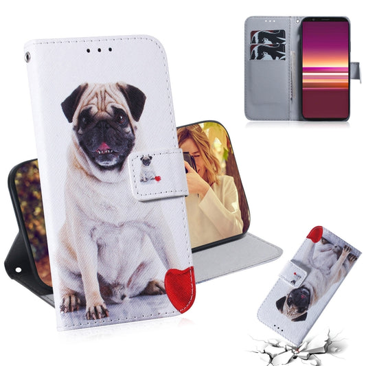 For Sony Xperia 5 Coloured Drawing Pattern Horizontal Flip PU Leather Case with Holder & Card Slots & Wallet(Pug) by buy2fix