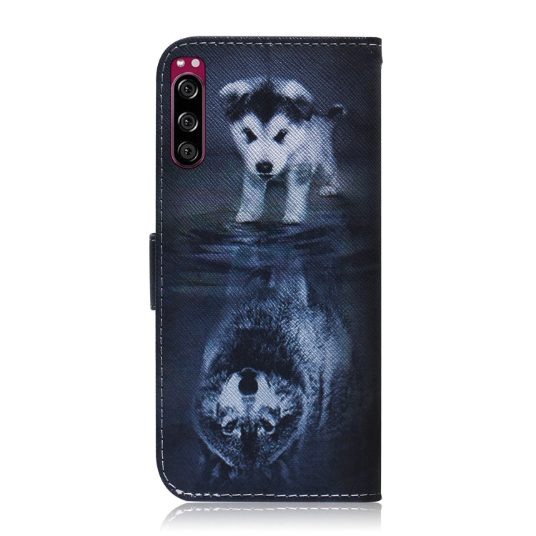 For Sony Xperia 5 Coloured Drawing Pattern Horizontal Flip PU Leather Case with Holder & Card Slots & Wallet(Wolf And Dog) by buy2fix