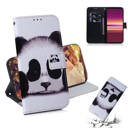 For Sony Xperia 5 Coloured Drawing Pattern Horizontal Flip PU Leather Case with Holder & Card Slots & Wallet(Panda) by buy2fix