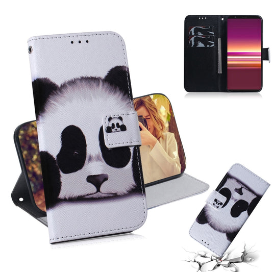 For Sony Xperia 5 Coloured Drawing Pattern Horizontal Flip PU Leather Case with Holder & Card Slots & Wallet(Panda) by buy2fix
