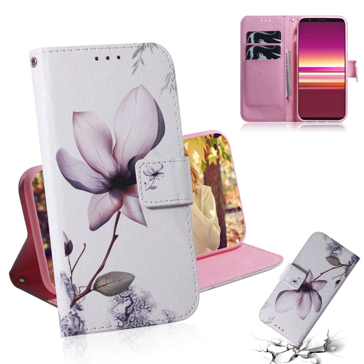 For Sony Xperia 5 Coloured Drawing Pattern Horizontal Flip PU Leather Case with Holder & Card Slots & Wallet(Magnolia) by buy2fix