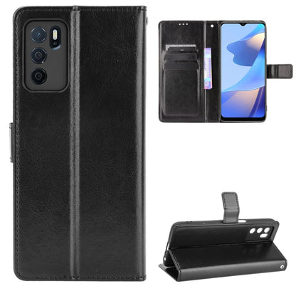 For OPPO A16 Crazy Horse Texture Horizontal Flip Leather Case with Holder & Card Slots & Lanyard(Black) by buy2fix