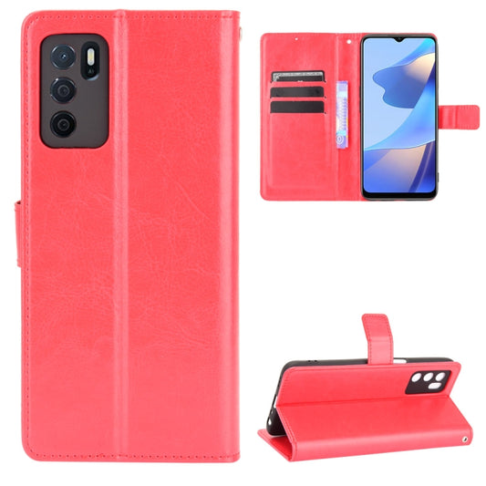 For OPPO A16 Crazy Horse Texture Horizontal Flip Leather Case with Holder & Card Slots & Lanyard(Red) by buy2fix