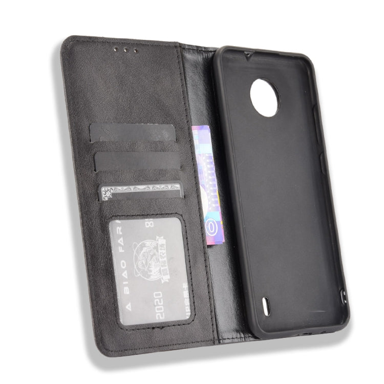 For Nokia C10 / C20 Magnetic Buckle Retro Crazy Horse Texture Horizontal Flip Leather Case with Holder & Card Slots & Photo Frame(Black) by buy2fix