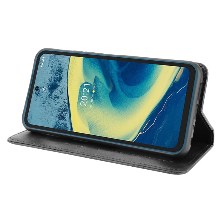 For Nokia XR20 Magnetic Buckle Retro Crazy Horse Texture Horizontal Flip Leather Case with Holder & Card Slots & Photo Frame(Black) by buy2fix
