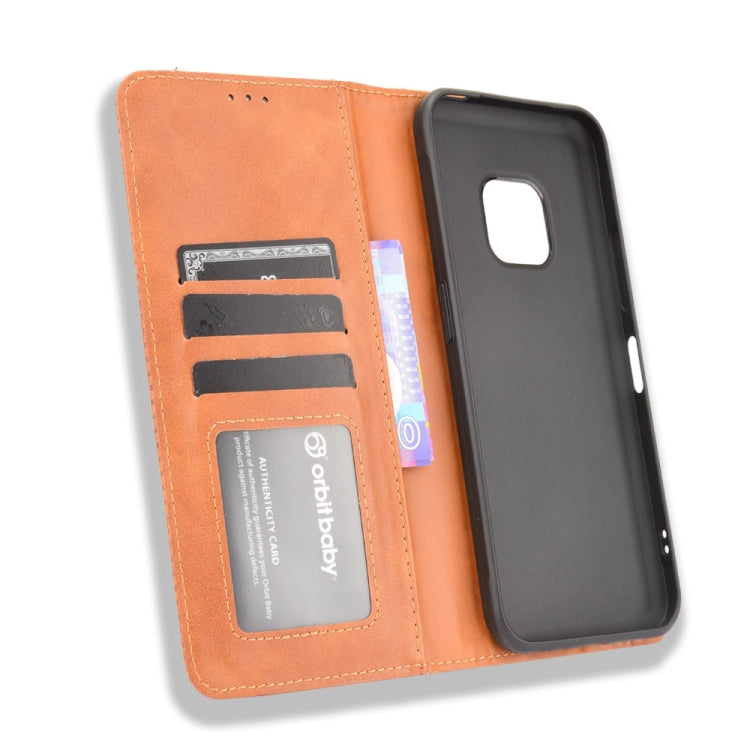 For Nokia XR20 Magnetic Buckle Retro Crazy Horse Texture Horizontal Flip Leather Case with Holder & Card Slots & Photo Frame(Brown) by buy2fix