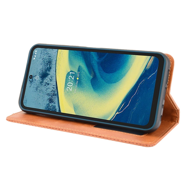For Nokia XR20 Magnetic Buckle Retro Crazy Horse Texture Horizontal Flip Leather Case with Holder & Card Slots & Photo Frame(Brown) by buy2fix