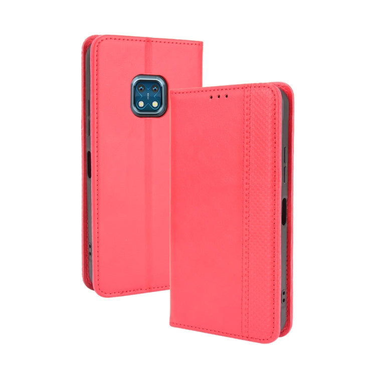 For Nokia XR20 Magnetic Buckle Retro Crazy Horse Texture Horizontal Flip Leather Case with Holder & Card Slots & Photo Frame(Red) by buy2fix