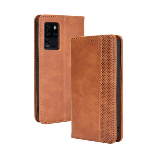 For Oukitel C21 Magnetic Buckle Retro Crazy Horse Texture Horizontal Flip Leather Case with Holder & Card Slots & Photo Frame(Brown)